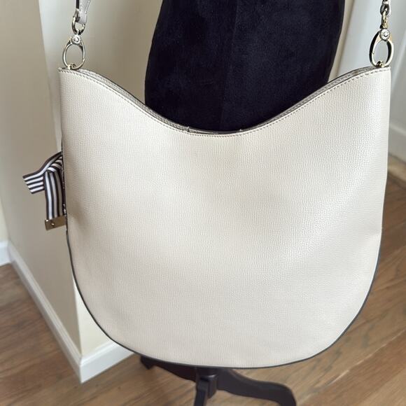 HENRI BENDEL W57TH Cream Saffiano Leather Hobo Crossbody - Picture 5 of 9